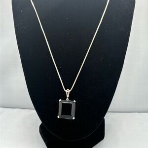 Silver Black Onyx Pendant Necklace